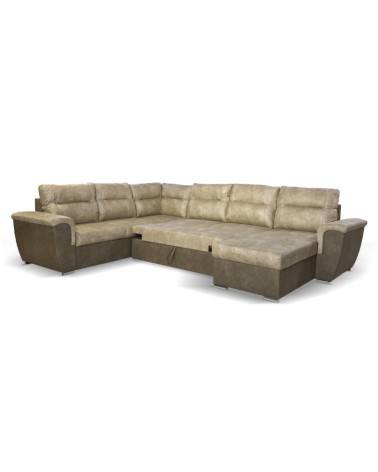 Divano Washington angolare con letto e 2 contenitori taupe Ranger 01 e Ranger 07