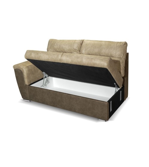 Divano Washington angolare con letto e 2 contenitori taupe Ranger 01 e Ranger 07