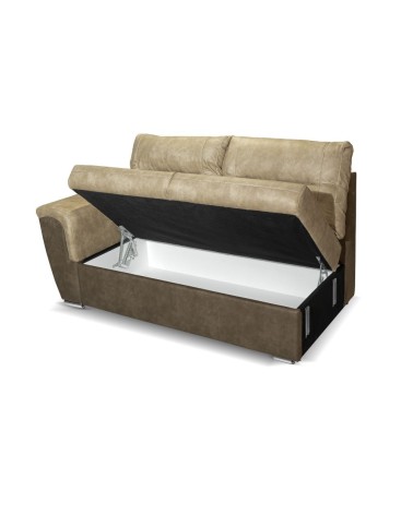 Divano Washington angolare con letto e 2 contenitori taupe Ranger 01 e Ranger 07