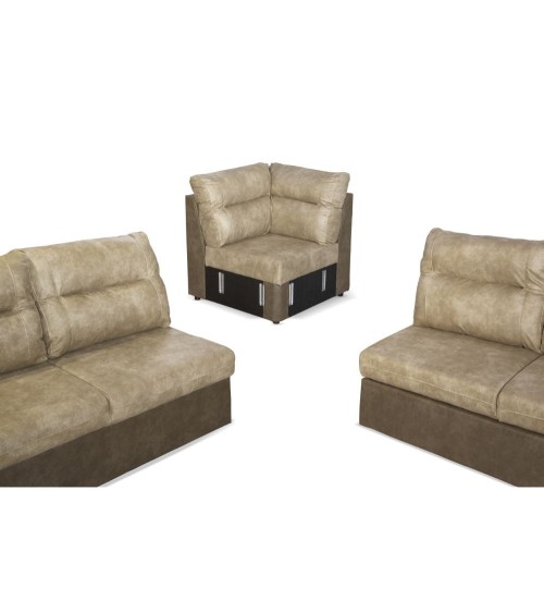 Divano Washington angolare con letto e 2 contenitori taupe Ranger 01 e Ranger 07
