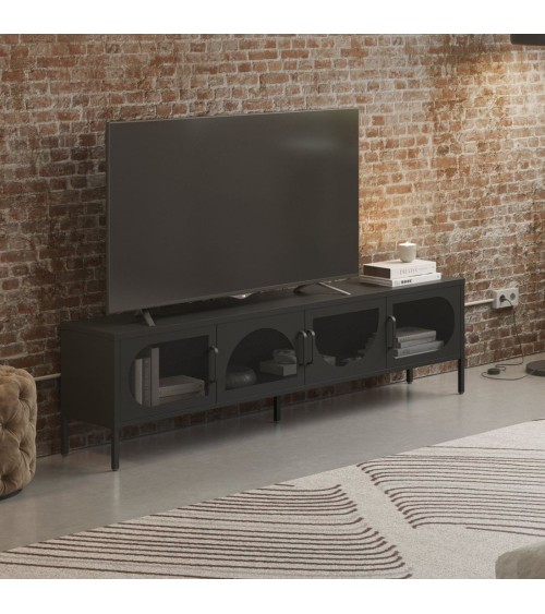 Porta tv Tayra in metallo 4 ante 180 cm. colore nero