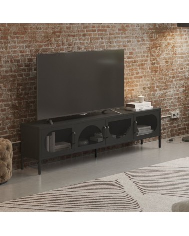Porta tv Tayra in metallo 4 ante 180 cm. colore nero