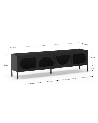 Porta tv Tayra in metallo 4 ante 180 cm. colore nero