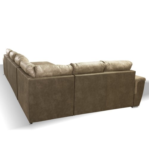 Divano Washington angolare con letto e 2 contenitori taupe Ranger 01 e Ranger 07