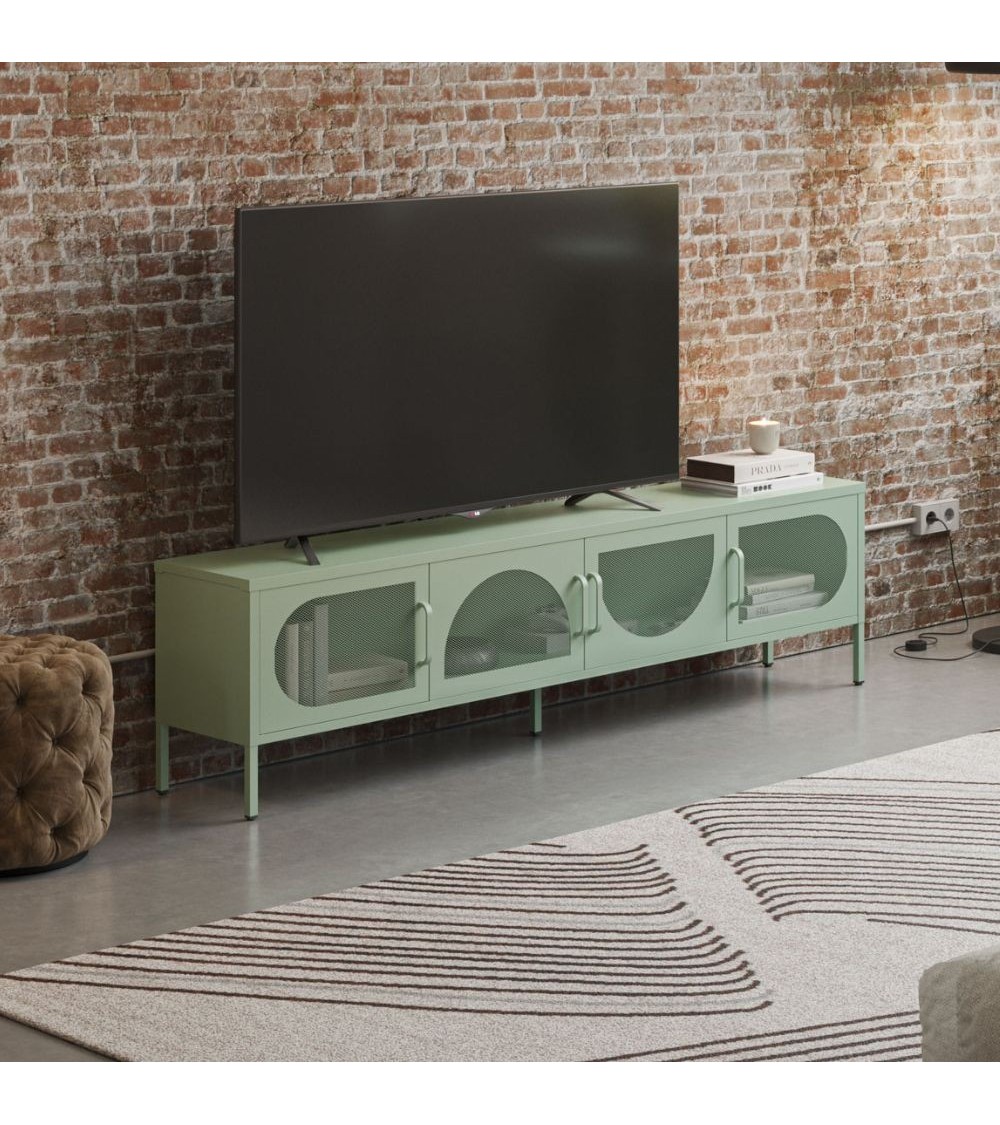 Porta tv Tayra in metallo 4 ante 180 cm. colore verde menta