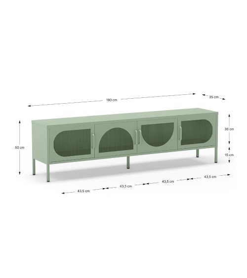 Porta tv Tayra in metallo 4 ante 180 cm. colore verde menta