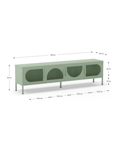 Porta tv Tayra in metallo 4 ante 180 cm. colore verde menta