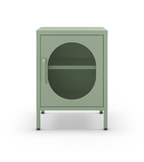 Comodino Diora in metallo con 1 anta colore verde menta