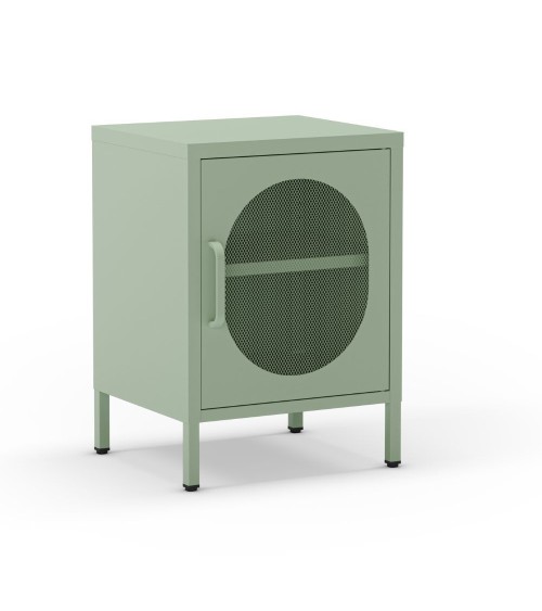Comodino Diora in metallo con 1 anta colore verde menta