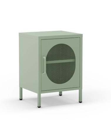 Comodino Diora in metallo con 1 anta colore verde menta