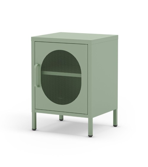 Comodino Diora in metallo con 1 anta colore verde menta