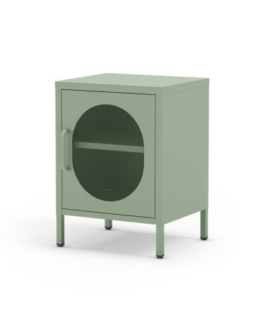 Comodino Diora in metallo con 1 anta colore verde menta