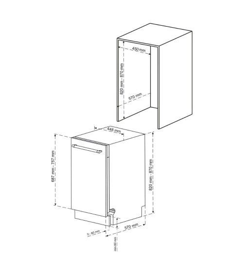 Lavastoviglie incasso Daewoo DI1E6SW49E 10 coperti 45 cm. 6 programmi classe E