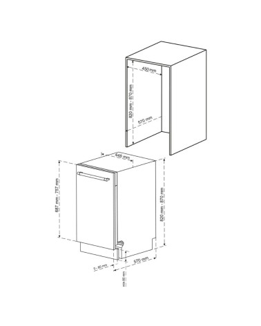 Lavastoviglie incasso Daewoo DI1E6SW49E 10 coperti 45 cm. 6 programmi classe E