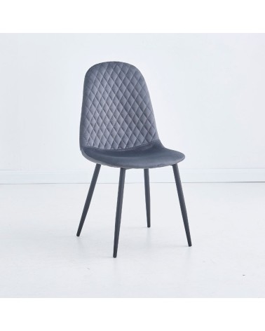 Sedia imbottita Bretta in vellutino colore grigio e gambe nere set 4 pezzi