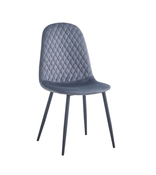 Sedia imbottita Bretta in vellutino colore grigio e gambe nere set 4 pezzi