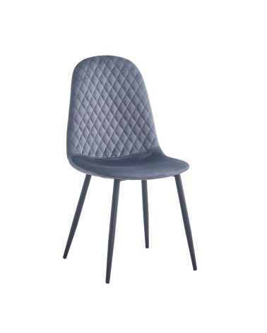 Sedia imbottita Bretta in vellutino colore grigio e gambe nere set 4 pezzi