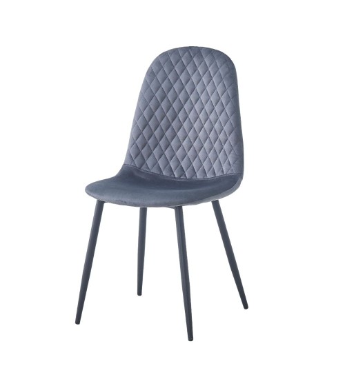 Sedia imbottita Bretta in vellutino colore grigio e gambe nere set 4 pezzi