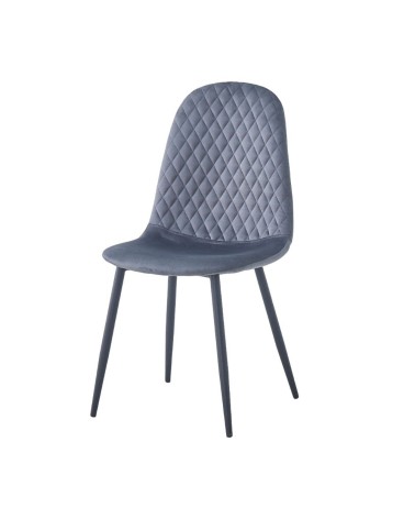 Sedia imbottita Bretta in vellutino colore grigio e gambe nere set 4 pezzi