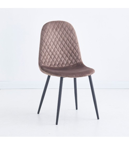 Sedia imbottita Bretta in vellutino colore taupe e gambe nere set 4 pezzi