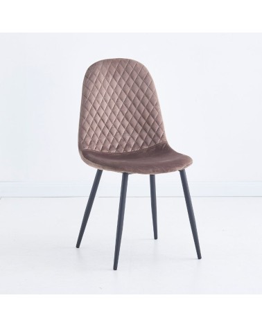 Sedia imbottita Bretta in vellutino colore taupe e gambe nere set 4 pezzi