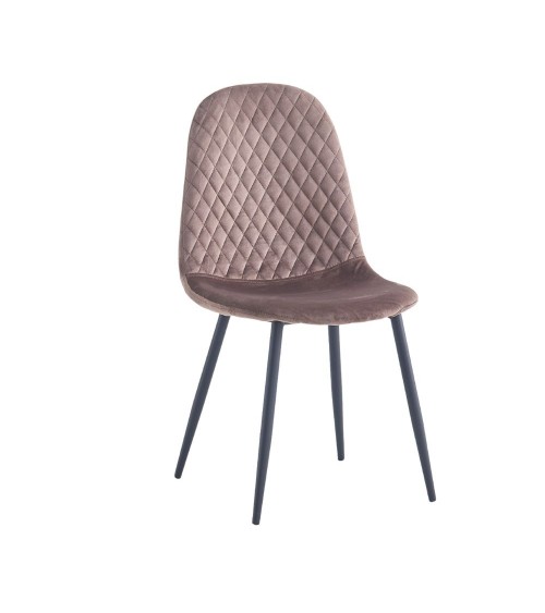 Sedia imbottita Bretta in vellutino colore taupe e gambe nere set 4 pezzi