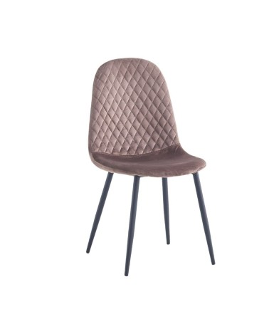 Sedia imbottita Bretta in vellutino colore taupe e gambe nere set 4 pezzi
