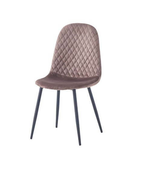 Sedia imbottita Bretta in vellutino colore taupe e gambe nere set 4 pezzi