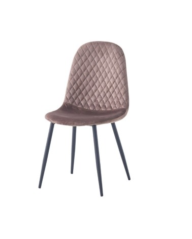 Sedia imbottita Bretta in vellutino colore taupe e gambe nere set 4 pezzi