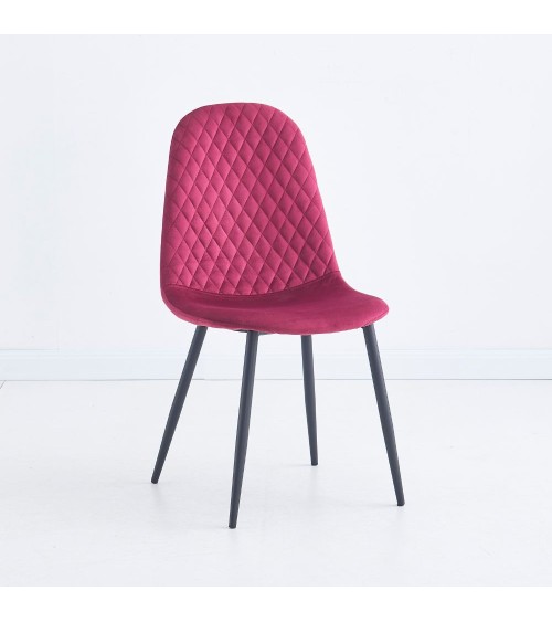 Sedia imbottita Bretta in vellutino colore rosso e gambe nere set 4 pezzi