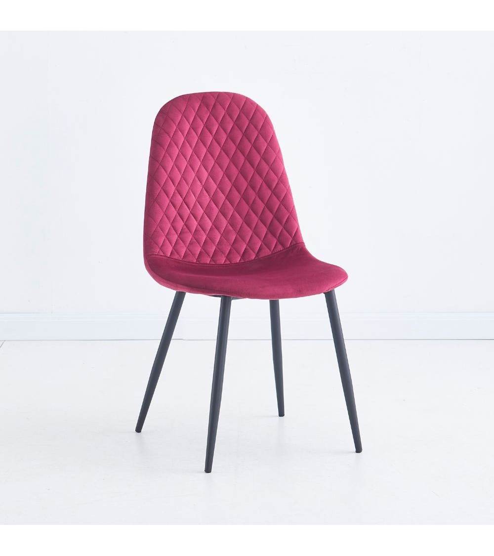 Sedia imbottita Bretta in vellutino colore rosso e gambe nere set 4 pezzi
