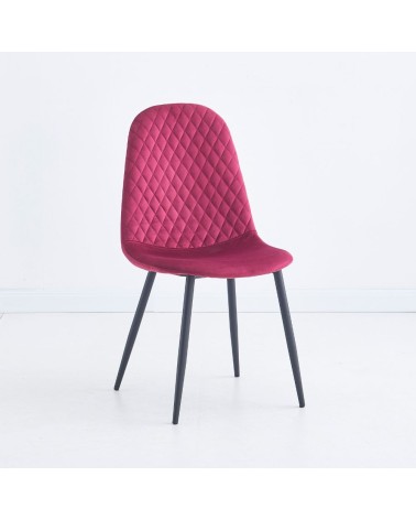 Sedia imbottita Bretta in vellutino colore rosso e gambe nere set 4 pezzi