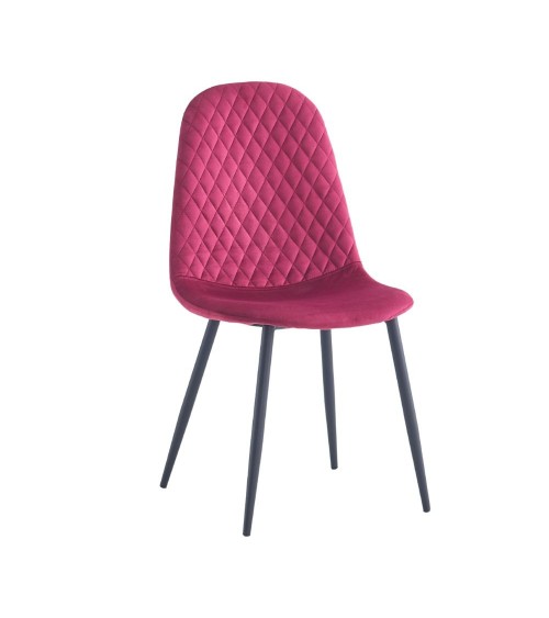 Sedia imbottita Bretta in vellutino colore rosso e gambe nere set 4 pezzi