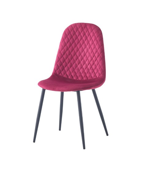 Sedia imbottita Bretta in vellutino colore rosso e gambe nere set 4 pezzi