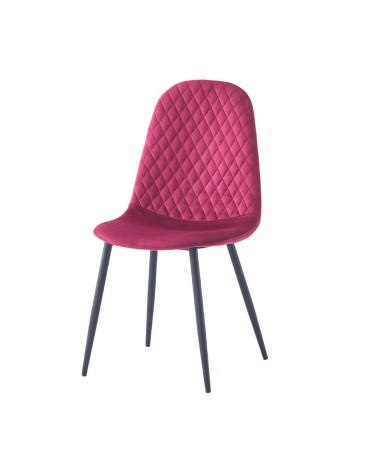 Sedia imbottita Bretta in vellutino colore rosso e gambe nere set 4 pezzi