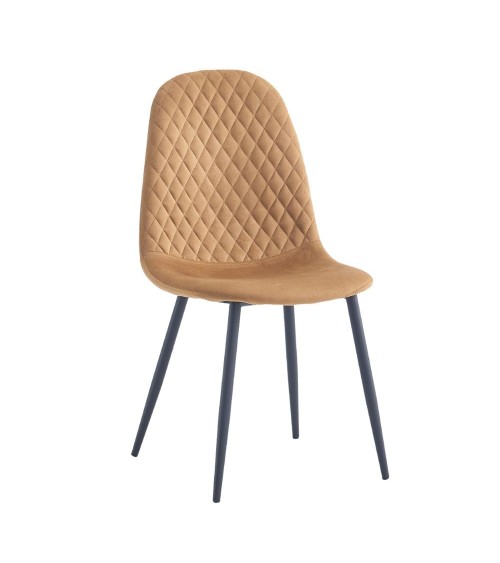 Sedia imbottita Bretta in vellutino colore mostarda e gambe nere set 4 pezzi