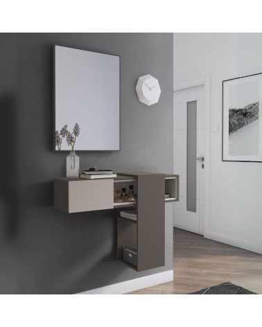 Mobile ingresso sospeso Mog con specchio colore cobalto grey e cashmere