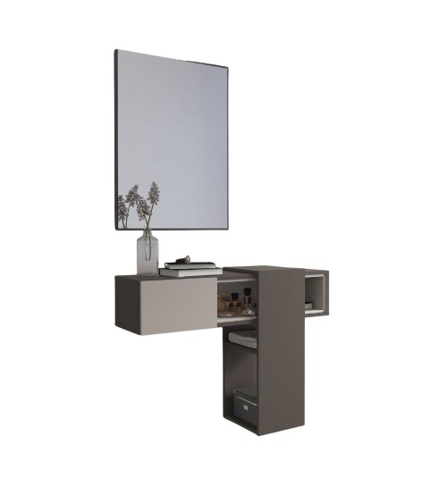 Mobile ingresso sospeso Mog con specchio colore cobalto grey e cashmere