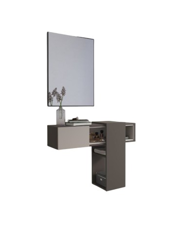 Mobile ingresso sospeso Mog con specchio colore cobalto grey e cashmere