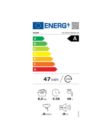 Lavatrice Sharp ESNFA814BWNNA carica frontale a libera installazione 8 kg 1400 rpm classe A