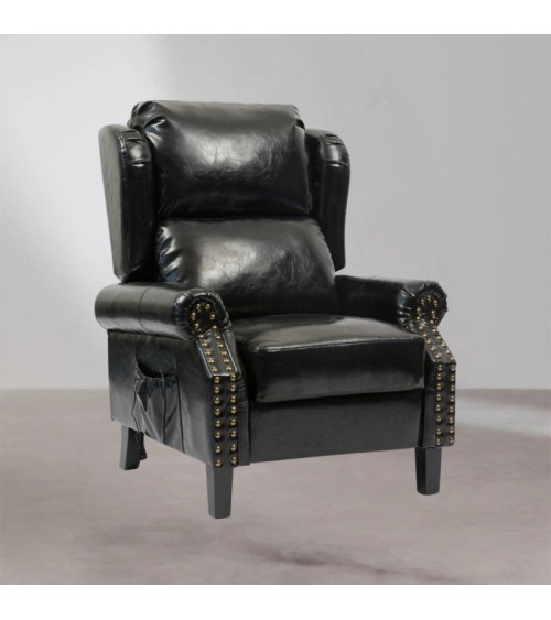 Poltrona Wing recliner 6 punti massaggianti in ecopelle colore nero