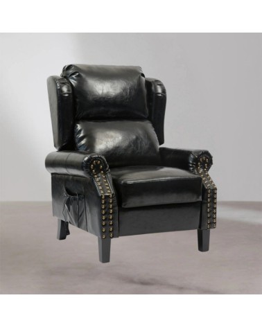 Poltrona Wing recliner 6 punti massaggianti in ecopelle colore nero