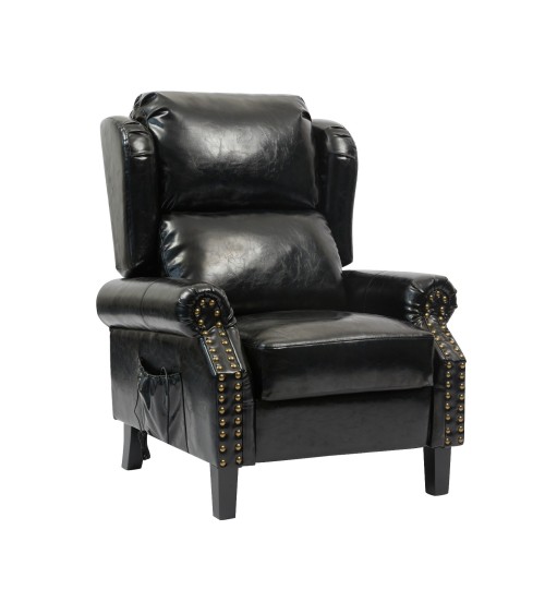 Poltrona Wing recliner 6 punti massaggianti in ecopelle colore nero