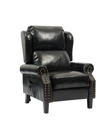 Poltrona Wing recliner 6 punti massaggianti in ecopelle colore nero