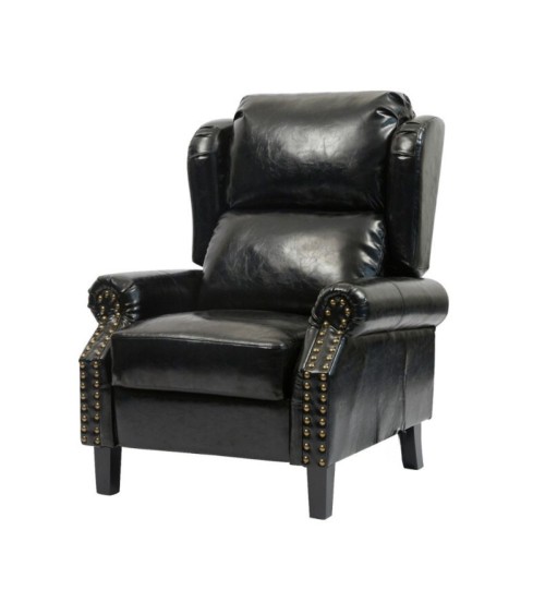 Poltrona Wing recliner 6 punti massaggianti in ecopelle colore nero