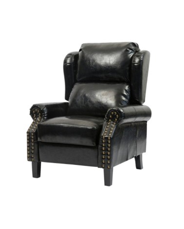 Poltrona Wing recliner 6 punti massaggianti in ecopelle colore nero