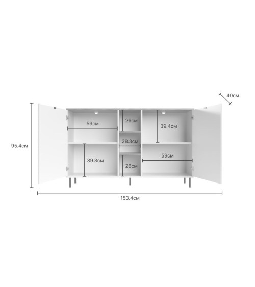 Credenza Mirage08 con 2 ante con motivo geometrico e ripiani a giorno colore cashmere e rovere