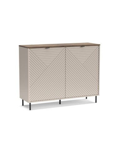Credenza Mirage01 con 2 ante cashmere con motivo geometrico e top rovere