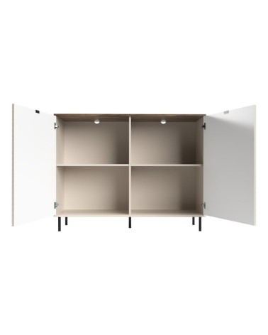 Credenza Mirage01 con 2 ante cashmere con motivo geometrico e top rovere