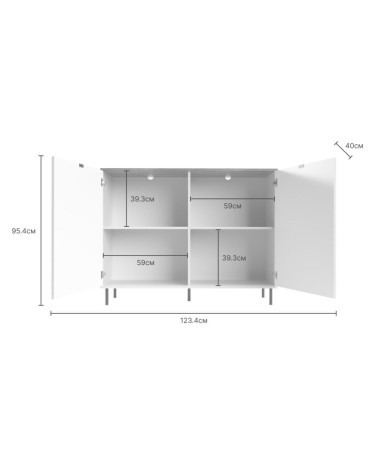 Credenza Mirage01 con 2 ante cashmere con motivo geometrico e top rovere